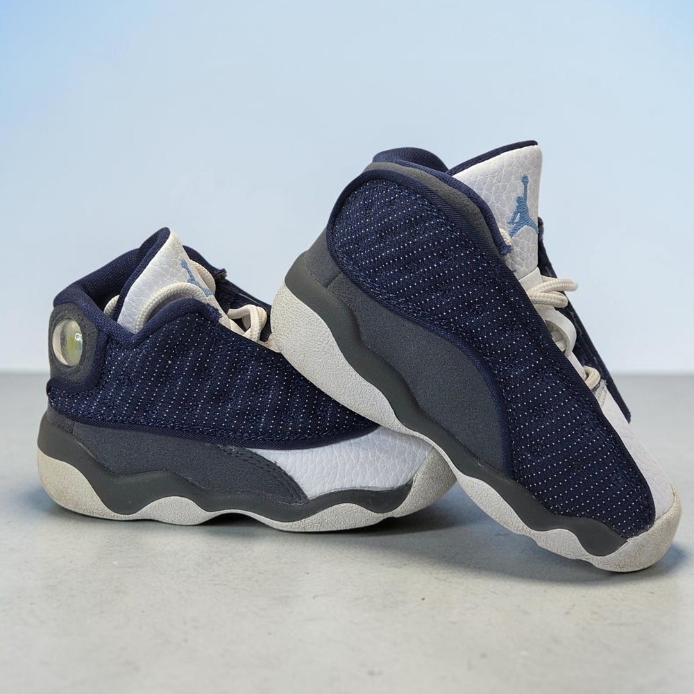 Jordan 13 Retro Flint 2020 Toddler Navy White Grey Sneakers 414581-404 Size 6C
